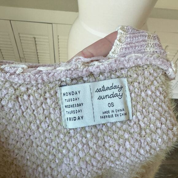 Anthropologie Saturday Sunday Open Shawl Poncho Lilac Green One Size - Picture 5 of 7